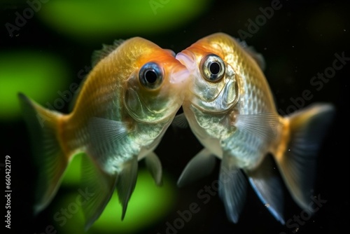 Image of two small fish in love. Generative AI