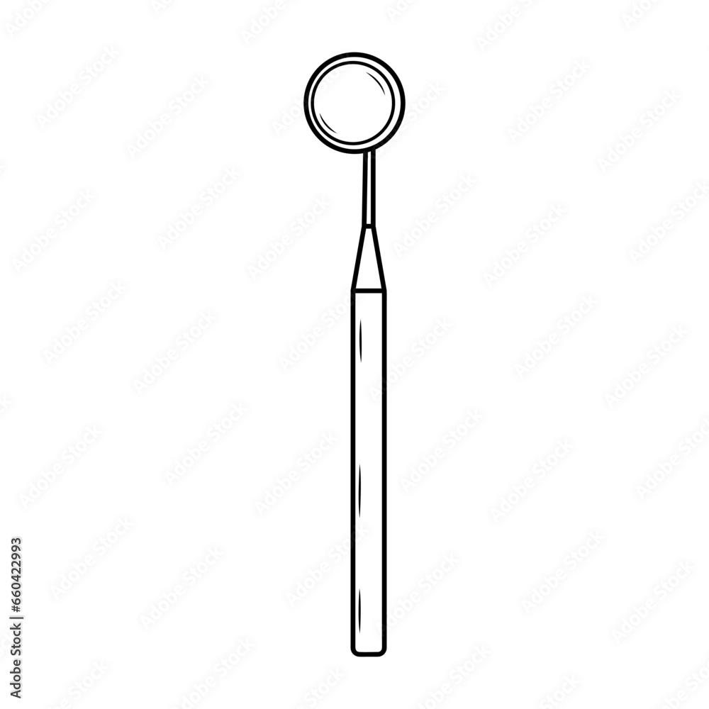 Mouth mirror for dentist. Linear doodle icon. Dental care, oral hygiene, medical dentist tool concept. Mouth mirror for dentist. Linear doodle icon. Dental care, oral hygiene, medical dentist tool concept.