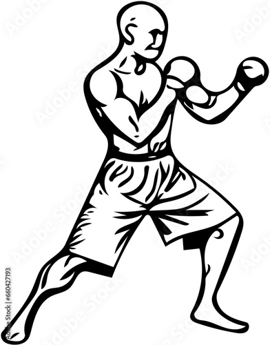 Muay thai kick boxer illustration  martial arts fighter  sport drawing  mma fighter