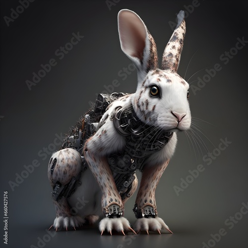 bionic rabbit photorealistic wallpaper illustration 