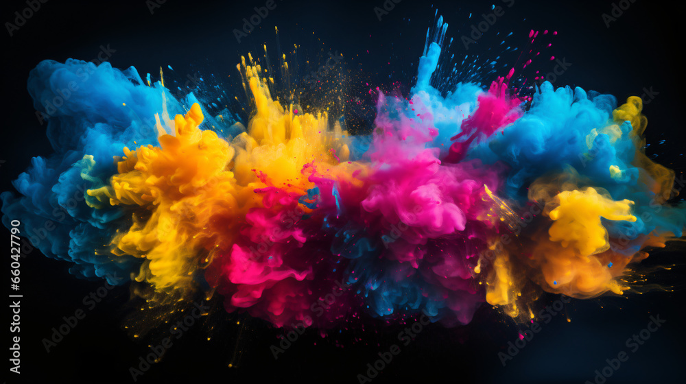 Colorful CMYK powder explosion