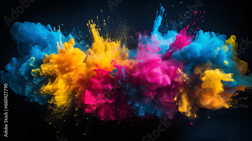 Colorful CMYK powder explosion