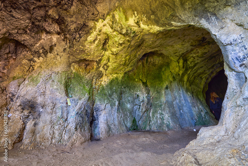 Bat cave in Bran Romania  Carpathian Mountains.