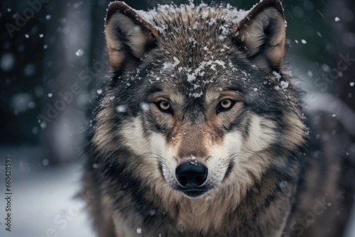 A majestic wolf in the winter landscape
