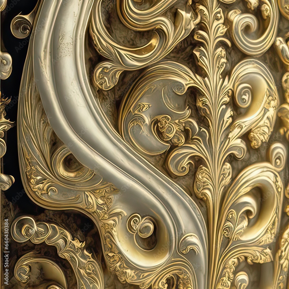 Gold pattern in medieval style, gold background