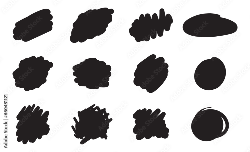 Hand drawn brush vector design elements. Ink spots. Black paint abstract shapes. Hand drawn brush vector design elements. Ink spots. Black paint abstract shapes.