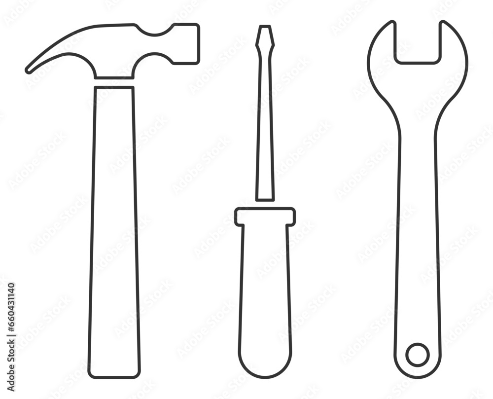 Tools vector wrench icon. Spanner logo design element. Key tool isolated on white background. Tools vector wrench icon. Spanner logo design element. Key tool isolated on white background.