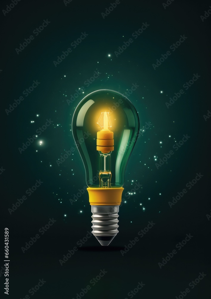 Light yellow bulb with a lot of ideas brainstorming concept, rocket shape. Generative Ai Light yellow bulb with a lot of ideas brainstorming concept, rocket shape. Generative Ai