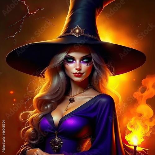 beautiful witch in a hat