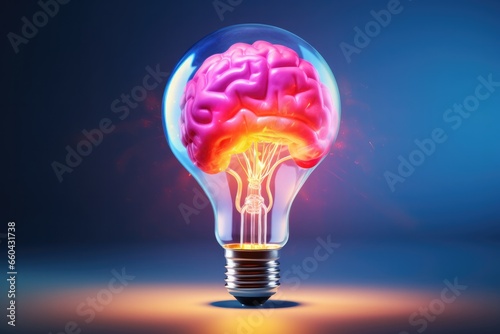 Transparent bulb with a lot of ideas brainstorming shape of brain good memory. Generative Ai