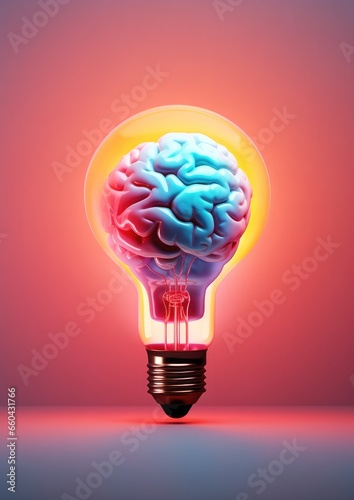 Transparent bulb with a lot of ideas brainstorming shape of brain good memory. Generative Ai