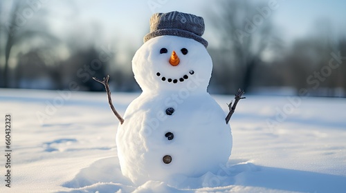 Joyful cute Christmas snowman. © Vadim