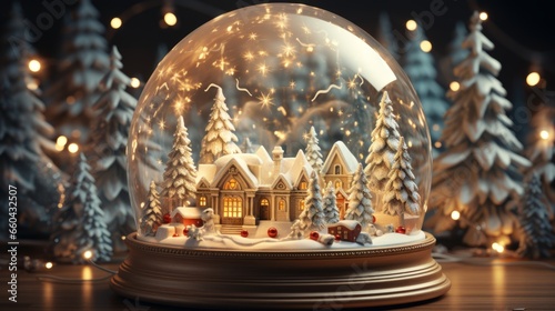 Magical glass snow globe with Christmas decorations, Generative AI © AIExplosion