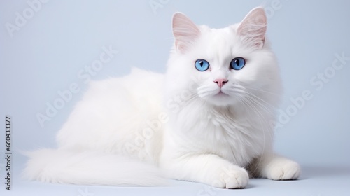 white cat on a white background