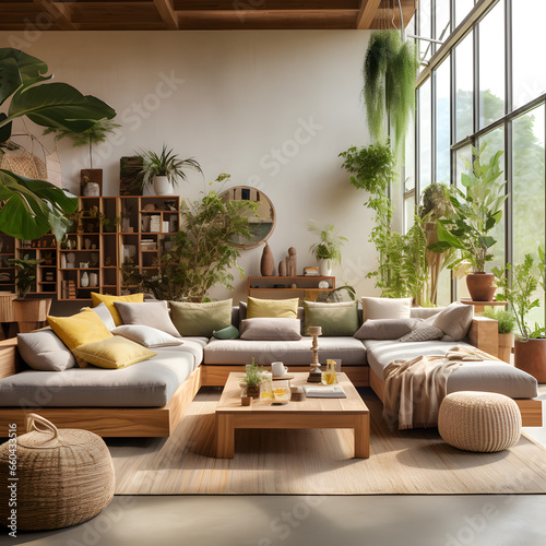 living room with furniture and flower