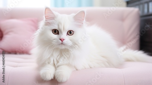 white cat on a white background © olegganko