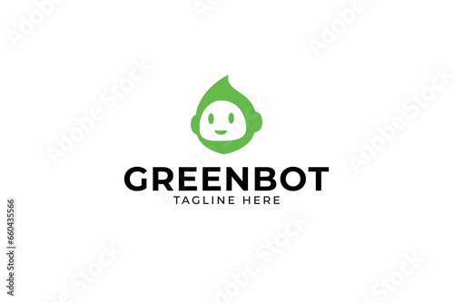 leaf ecology robot modern concept logo design for environment corporate