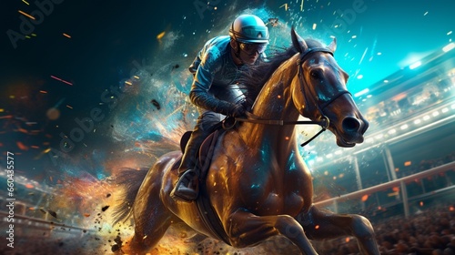 Dive headfirst into the electrifying world of virtual horse racing where pixels and algorithms reign supreme.  © hamad