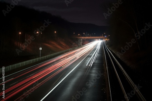 Nighttime highway. Generative AI