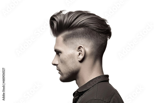 Youthful Boys' Quiff x Fade Style isolated on Transparent Background