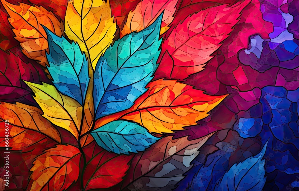 Image of autumn-colored leaves for downloading as a wallpaper, perfect for autumn and nature. Generative AI