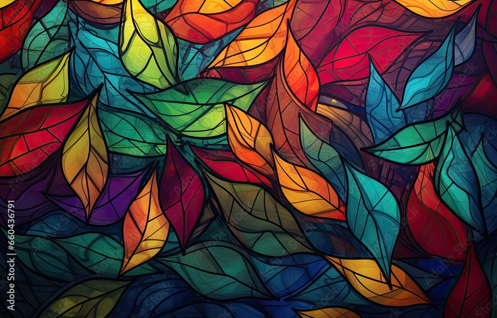 Image of autumn-colored leaves for downloading as a wallpaper, perfect for autumn and nature. Generative AI