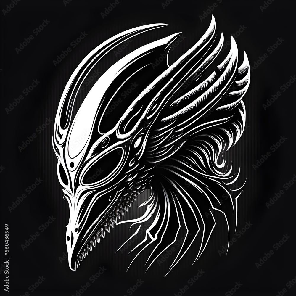 alien head 2d logo black and white Stock Illustration | Adobe Stock