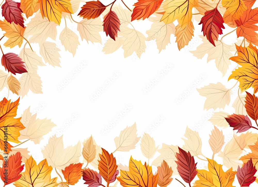 Autumn photo frame on a white background with yellow, orange, and red leaves, perfect for adding text. Generative AI Autumn photo frame on a white background with yellow, orange, and red leaves, perfect for adding text. Generative AI