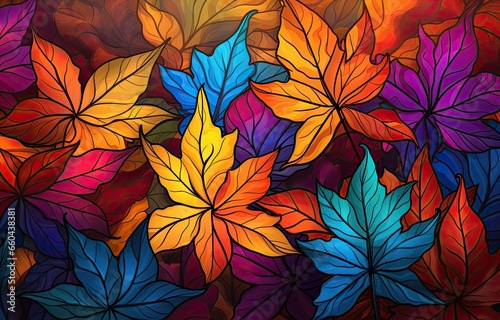 Image of autumn-colored leaves for downloading as a wallpaper  perfect for autumn and nature. Generative AI