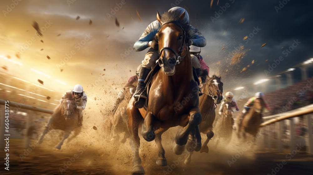 Immerse yourself in the world of high-stakes horse racing, where driven competitors vie for glory. Immerse yourself in the world of high-stakes horse racing, where driven competitors vie for glory.