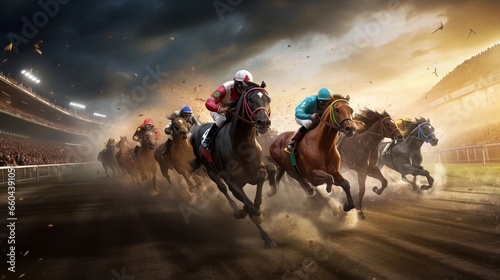 Join the virtual crowd and witness the extraordinary speed and agility of crafted racehorses.  © hamad