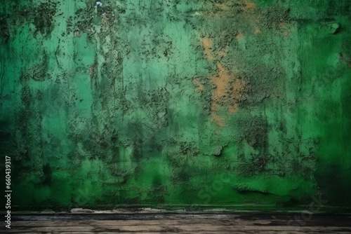 Green backdrop with aged green surface. Generative AI