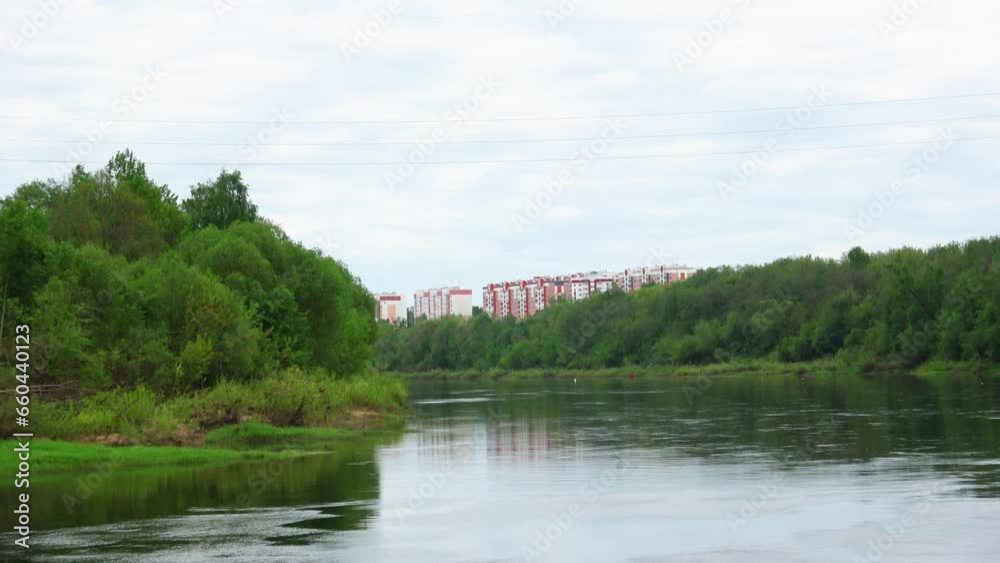 Rafting down the river on a motor ship Rafting down the river on a motor ship