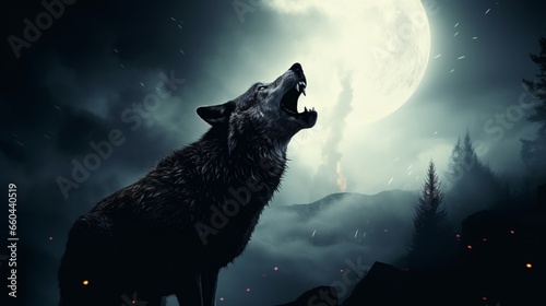 wolf howling at night generated by AI