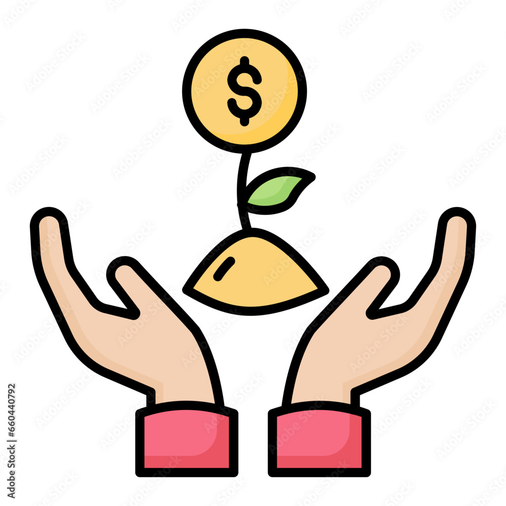 Investment Income Colored Outline Icon Investment Income Colored Outline Icon