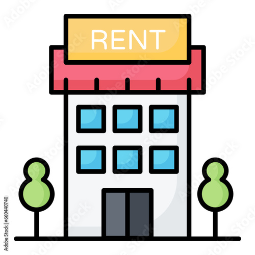 Rental Property Colored Outline Icon