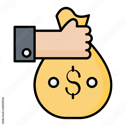 Self Employed Income Colored Outline Icon