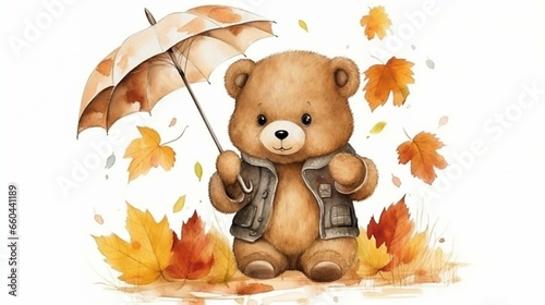 drawn bear under an umbrella