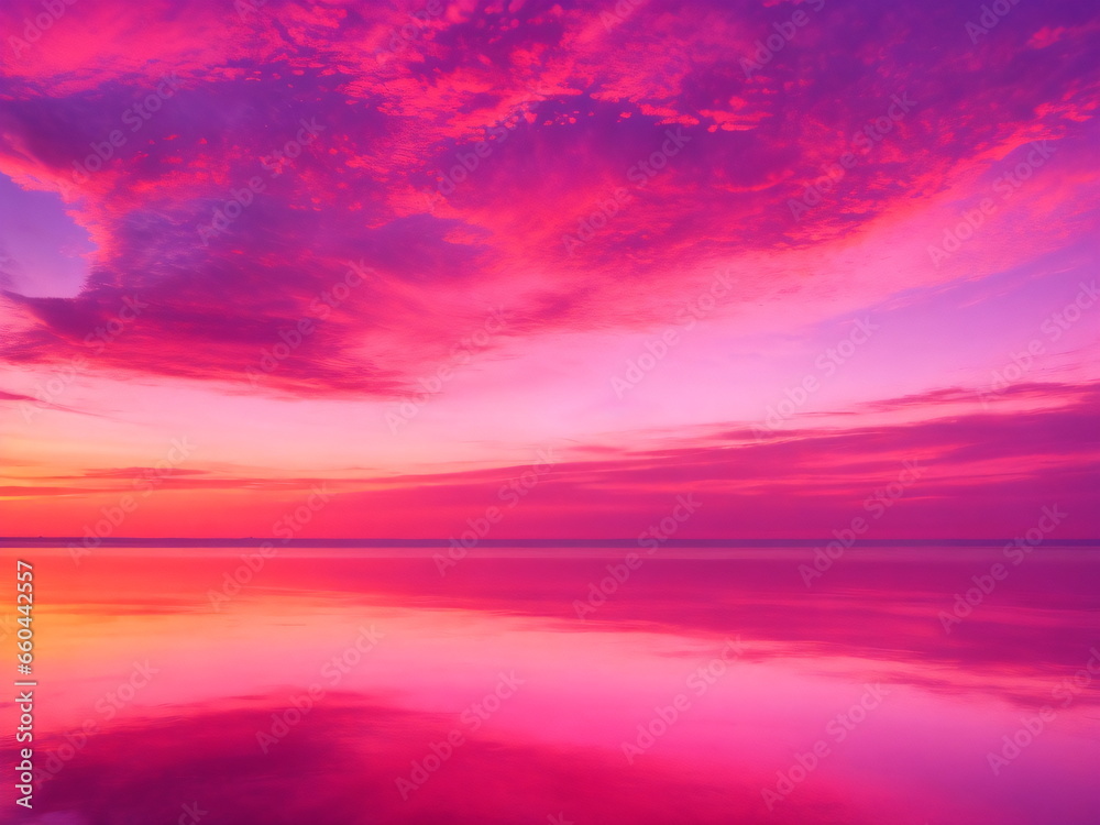 Beautiful sunset over sea, with hues of pink and orange blending together in a breathtaking display