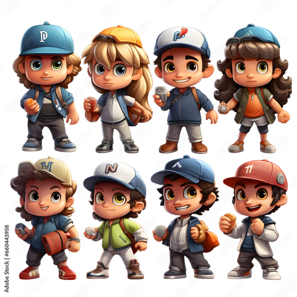 Set of sportsmans multiple poses, facial expressions character with 3D Illustrations, mascots, avatars can add personality to digital products, clip art isolated on a transparent background Set of sportsmans multiple poses, facial expressions character with 3D Illustrations, mascots, avatars can add personality to digital products, clip art isolated on a transparent background