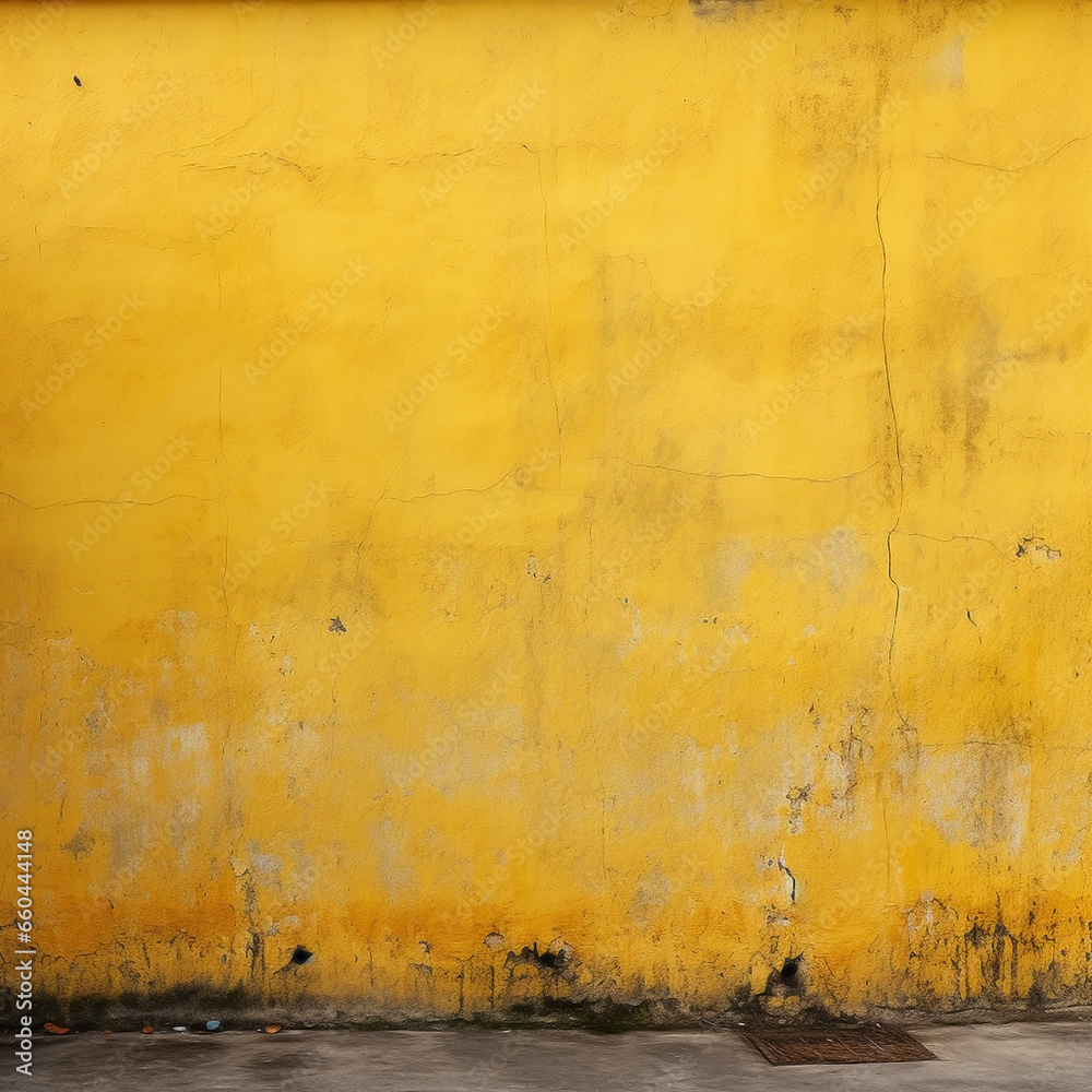 Yellow and rough texture background with blank wallpaper. Worn wall and peeling paint. Yellow and rough texture background with blank wallpaper. Worn wall and peeling paint.