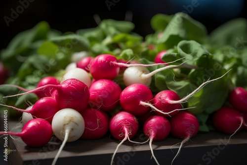 Fresh radish on display. Generative AI