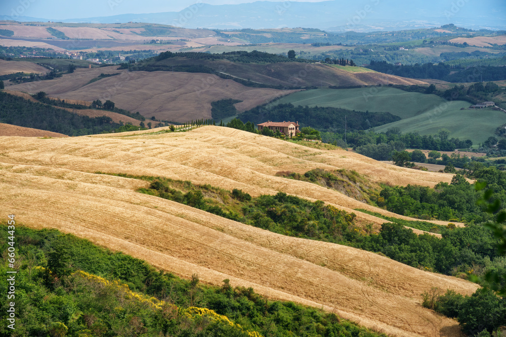 Rural landscape in Val d Orcia, Tuscany, at summer