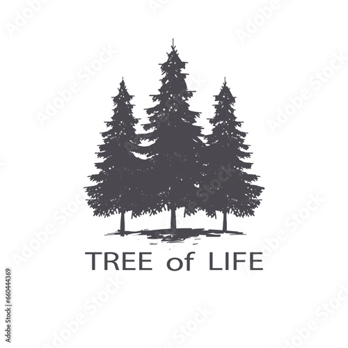 three Trees on white background for your design. Vector illustration