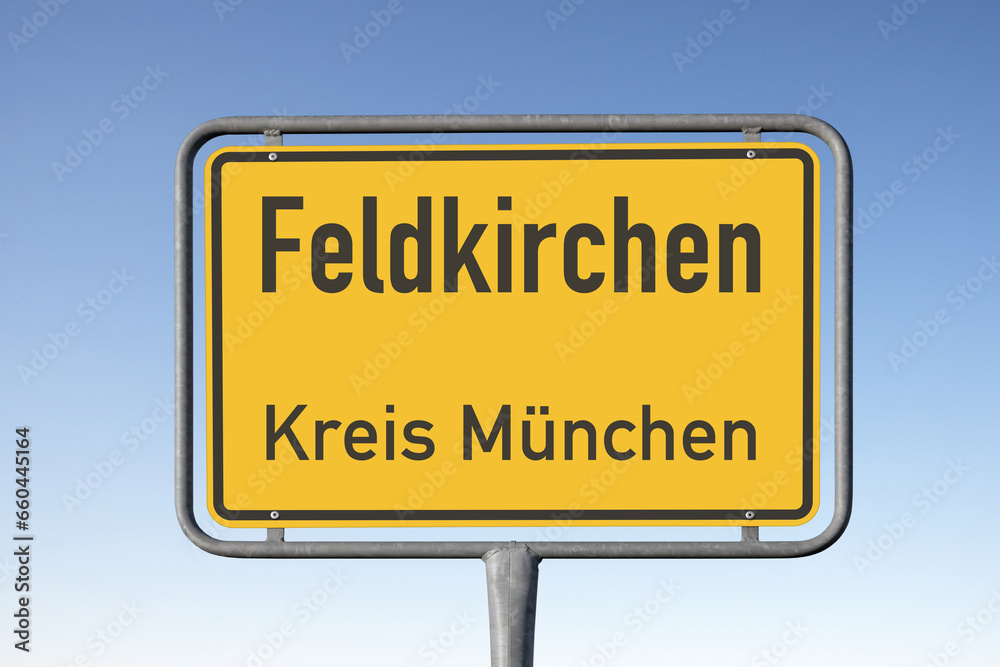 Ortstafel, Gemeinde Feldkirchen, Kreis München, (Symbolbild)