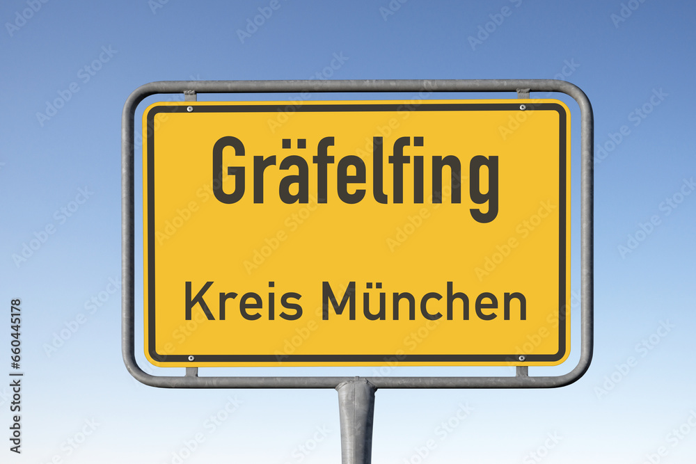 Ortstafel, Gemeinde Gräfelfing, Kreis München, (Symbolbild) Ortstafel, Gemeinde Gräfelfing, Kreis München, (Symbolbild)