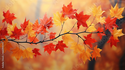 もみじのイメージ、秋の紅葉、自然な写真、赤と黄色が美しい背景 Generative AI