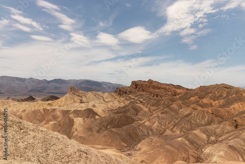Stunning landscape featuring a majestic mountain peak: Zabriskie Point, Death Valley