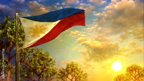 waving flag of Philippines at sunrise for day of the flag - abstract 3D illustration © Dancing Man