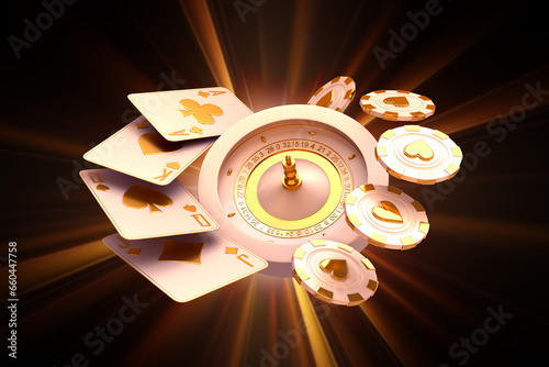 casino roulette set card banner motion chips 3d render 3d rendering illustration 